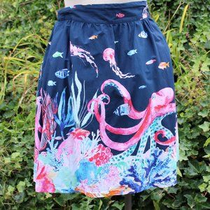 Modcloth 2X Octopus Underwater Cotton A-Line Skirt